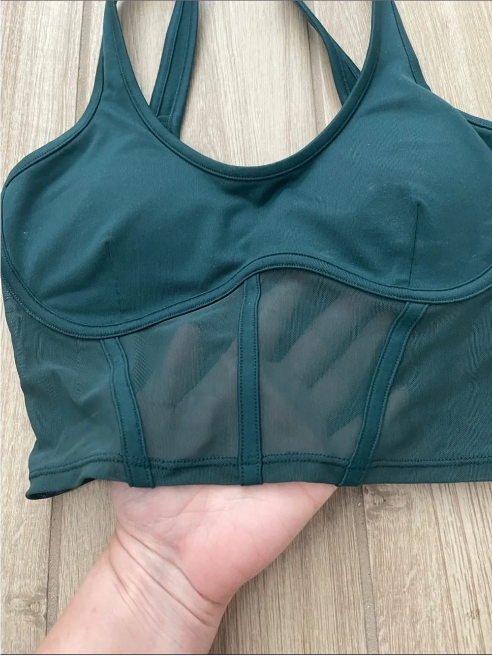 Alo Yoga Airbrush Mesh Corset Tank Top Midnight Green Sz S 4-6 W9462R